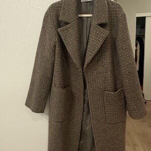 Brown Houndstooth Women's Coat